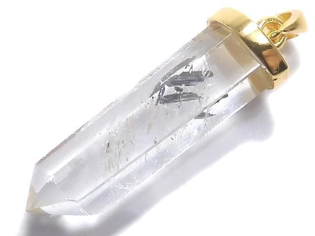 [Video][One of a kind] Stibnite in Quartz Pendant 18KGP NO.39