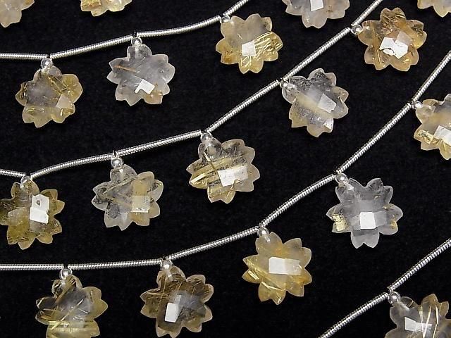 [Video]Rutilated Quartz AA+ Flower Shape 1strand (6pcs)