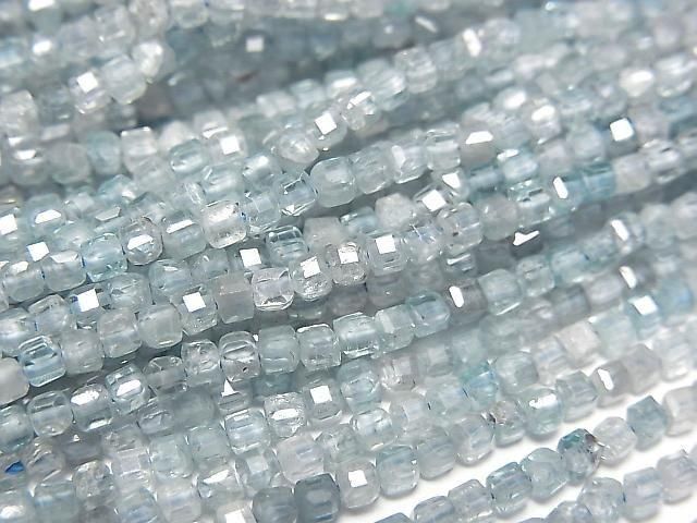 [Video]High Quality! Natural Blue Zircon AA+ Cube Shape 2x2x2mm half or 1strand beads (aprx.15inch/36cm)