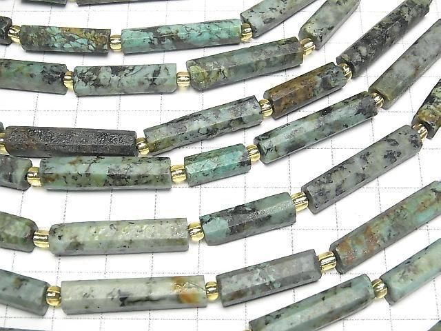 [Video]African Turquoise Faceted Tube 1strand beads (aprx.15inch/36cm)