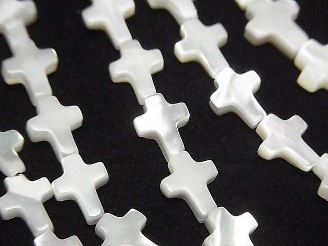 [Video] Mother of Pearl MOP White Cross 9x7mm 1strand beads (aprx.15inch/38cm)
