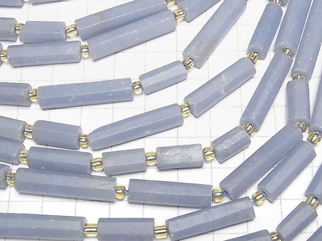 [Video]Angelite Faceted Tube 1strand beads (aprx.15inch/36cm)