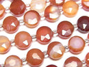 [Video]High Quality! Mixed Carnelian Faceted Coin 8x8mm 1strand beads (aprx.14inch/35cm)