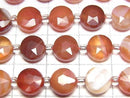 [Video]High Quality! Mixed Carnelian Faceted Coin 8x8mm 1strand beads (aprx.14inch/35cm)