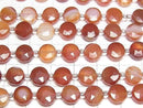 [Video]High Quality! Mixed Carnelian Faceted Coin 8x8mm 1strand beads (aprx.14inch/35cm)