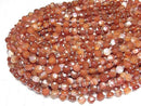 [Video]High Quality! Mixed Carnelian Faceted Coin 8x8mm 1strand beads (aprx.14inch/35cm)
