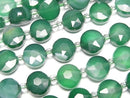 [Video]High Quality! Green Stripe Agate Faceted Coin 8x8mm 1strand beads (aprx.14inch/35cm)