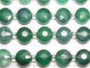 [Video]High Quality! Green Stripe Agate Faceted Coin 8x8mm 1strand beads (aprx.14inch/35cm)