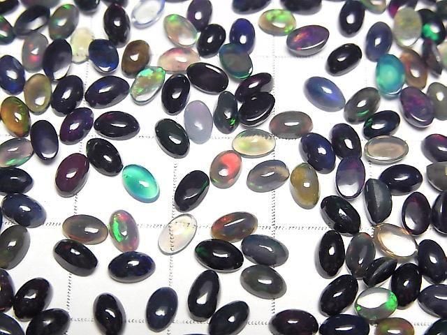 [Video]High Quality Black Opal AA++ Oval Cabochon 5x3mm 10pcs