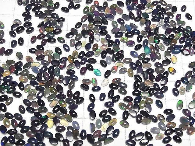 [Video]High Quality Black Opal AA++ Oval Cabochon 5x3mm 10pcs