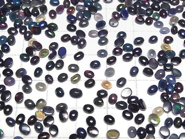 [Video]High Quality Black Opal AA++ Oval Cabochon 4x3mm 20pcs