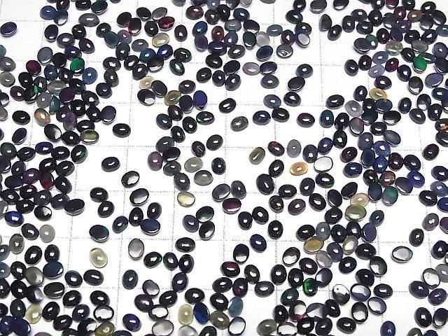 [Video]High Quality Black Opal AA++ Oval Cabochon 4x3mm 20pcs