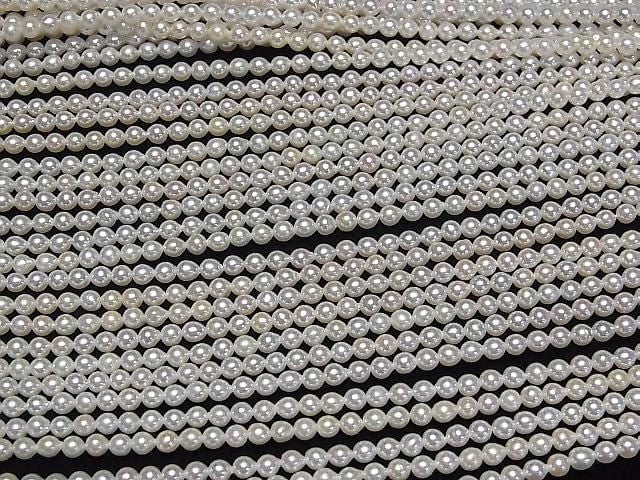[Video] Fresh Water Pearl AAA- Semi Round 3mm White 1strand beads (aprx.15inch/38cm)