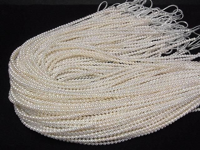 [Video] Fresh Water Pearl AAA- Semi Round 3mm White 1strand beads (aprx.15inch/38cm)