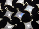 [Video]Rainbow Moonstone Sparkle Star Charm Gold color [Both Side] 2pcs