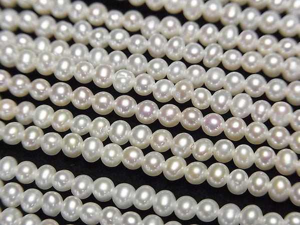[Video] Fresh Water Pearl AA++ Semi Round-Potato 3mm White 1strand beads (aprx.15inch/37cm)
