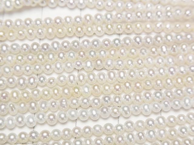 [Video] Fresh Water Pearl AA++ Semi Round-Potato 3mm White 1strand beads (aprx.15inch/37cm)