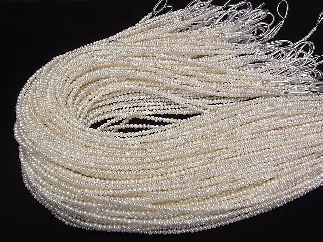 [Video] Fresh Water Pearl AA++ Semi Round-Potato 3mm White 1strand beads (aprx.15inch/37cm)