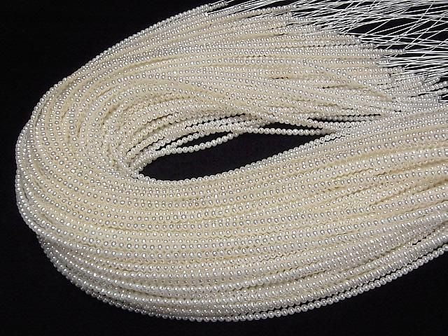 [Video] Fresh Water Pearl AAA Semi Round 3mm White half or 1strand beads (aprx.15inch/37cm)
