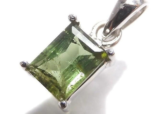 [Video][One of a kind] Green Tourmaline AAA- Faceted Pendant Silver925 NO.1