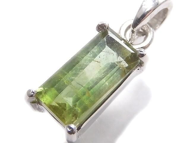 [Video][One of a kind] Green Tourmaline AAA- Faceted Pendant Silver925 NO.3
