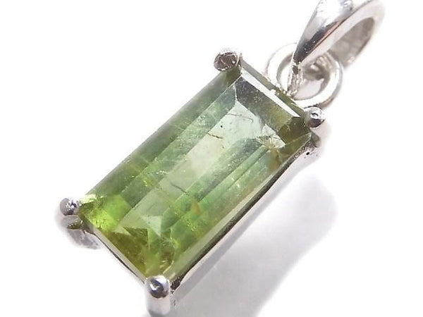 [Video][One of a kind] Green Tourmaline AAA- Faceted Pendant Silver925 NO.3