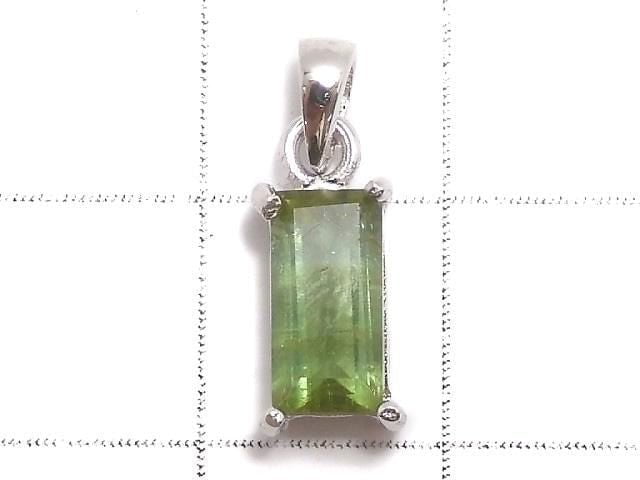 [Video][One of a kind] Green Tourmaline AAA- Faceted Pendant Silver925 NO.3
