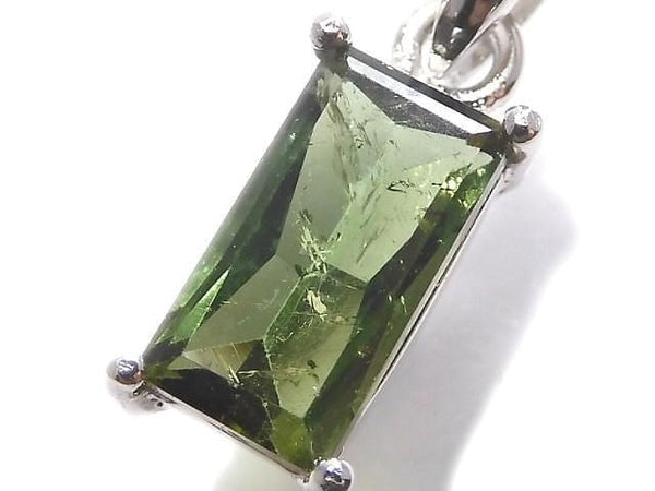 [Video][One of a kind] Green Tourmaline AAA- Faceted Pendant Silver925 NO.9