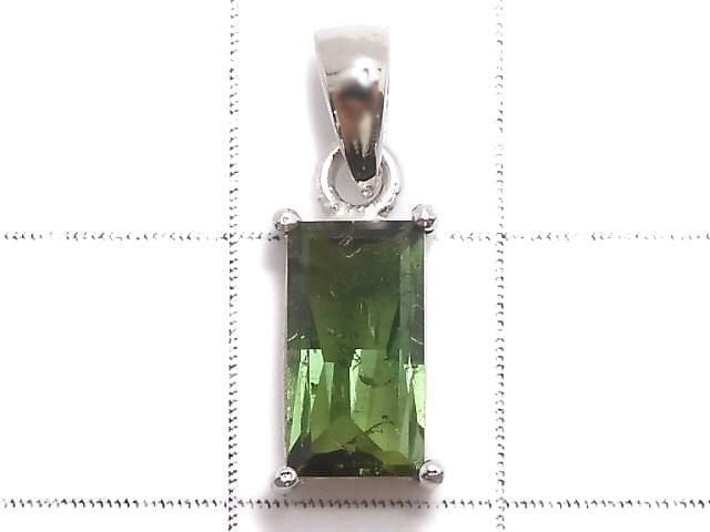 [Video][One of a kind] Green Tourmaline AAA- Faceted Pendant Silver925 NO.9