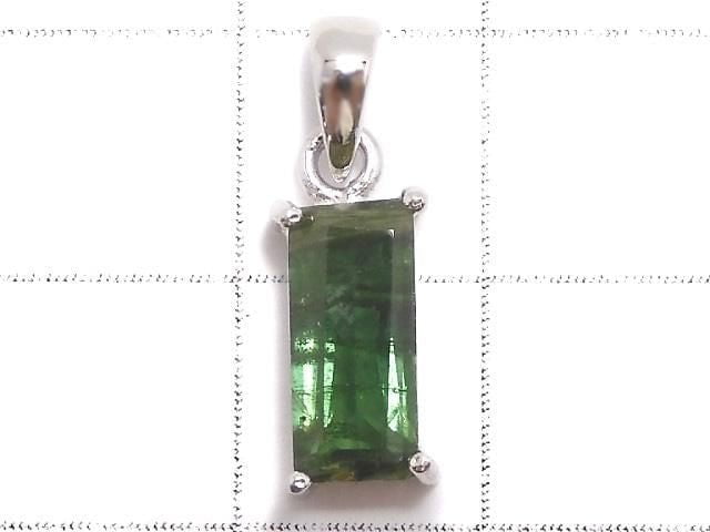 [Video][One of a kind] Green Tourmaline AAA- Faceted Pendant Silver925 NO.10