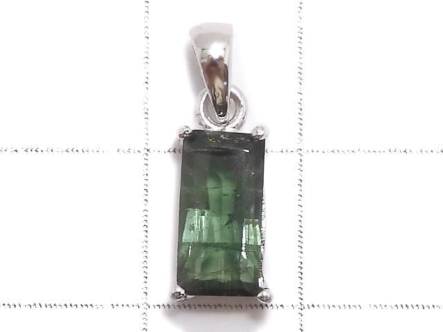 [Video][One of a kind] Green Tourmaline AAA- Faceted Pendant Silver925 NO.17
