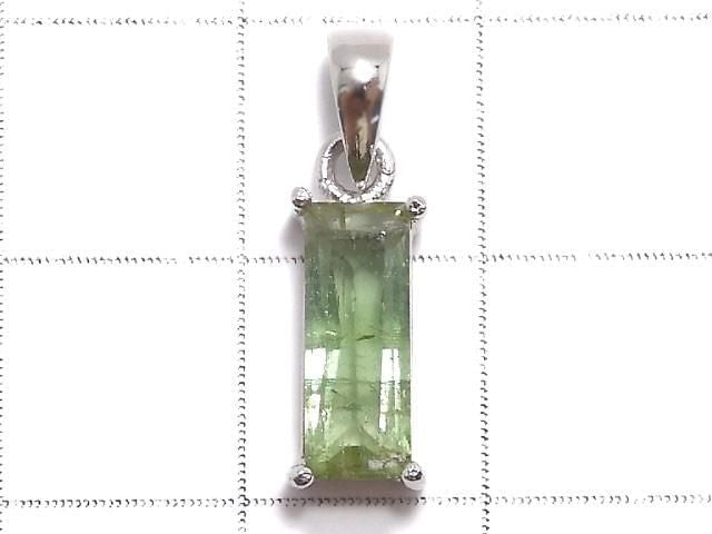 [Video][One of a kind] Green Tourmaline AAA- Faceted Pendant Silver925 NO.19