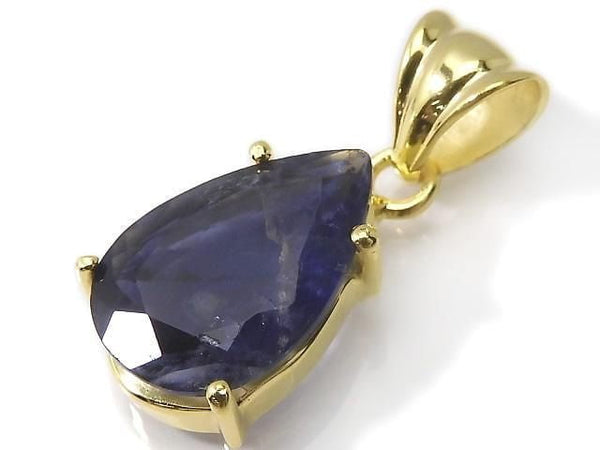 [Video][One of a kind] High Quality Iolite AAA- Faceted Pendant 18KGP NO.13