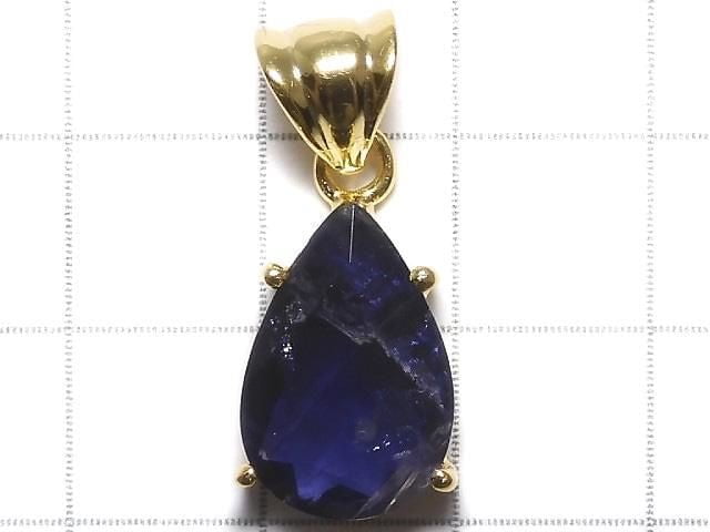 [Video][One of a kind] High Quality Iolite AAA- Faceted Pendant 18KGP NO.13