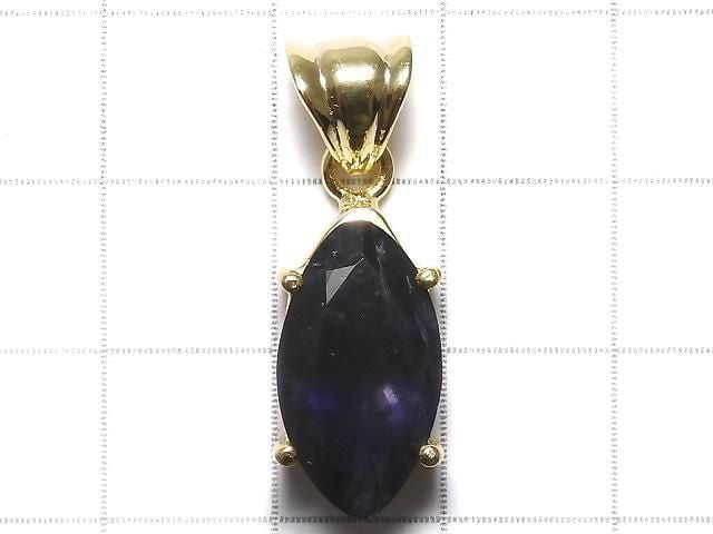 [Video][One of a kind] High Quality Iolite AAA- Faceted Pendant 18KGP NO.14