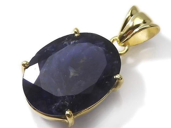 [Video][One of a kind] High Quality Iolite AAA- Faceted Pendant 18KGP NO.18