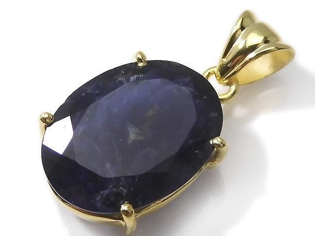 [Video][One of a kind] High Quality Iolite AAA- Faceted Pendant 18KGP NO.18