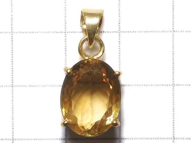 [Video][One of a kind] High Quality Brandy Citrine AAA Faceted Pendant 18KGP NO.61