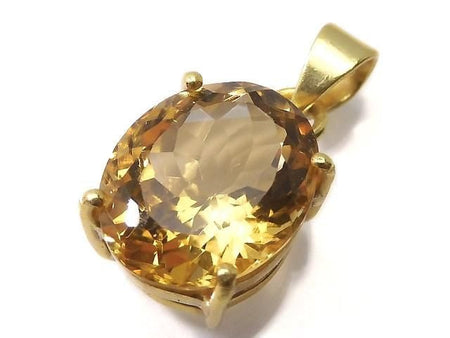 [Video][One of a kind] High Quality Brandy Citrine AAA Faceted Pendant 18KGP NO.65