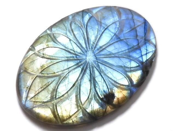 [Video][One of a kind] Rainbow Labradorite AAA- Carved Cabochon 1pc NO.62