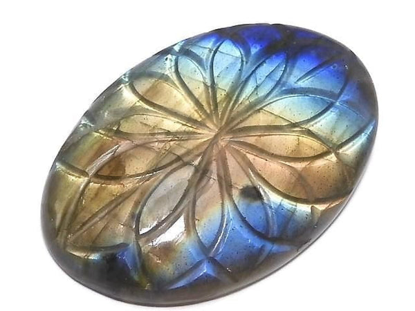 [Video][One of a kind] Rainbow Labradorite AAA- Carved Cabochon 1pc NO.66