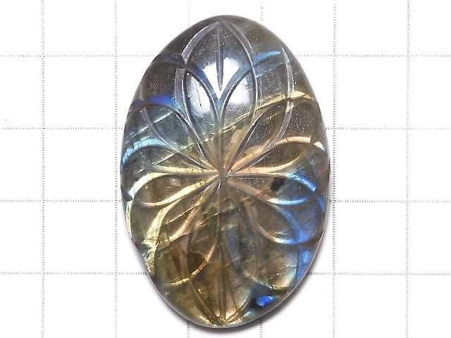 [Video][One of a kind] Rainbow Labradorite AAA- Carved Cabochon 1pc NO.66