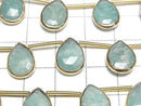 [Video]Amazonite Bezel Setting Pear shape Faceted Briolette half or 1strand beads (aprx.6inch/14cm)