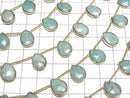 [Video]Amazonite Bezel Setting Pear shape Faceted Briolette half or 1strand beads (aprx.6inch/14cm)
