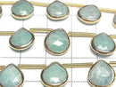 [Video]Amazonite Bezel Setting Chestnut Faceted Briolette half or 1strand beads (aprx.6inch/14cm)