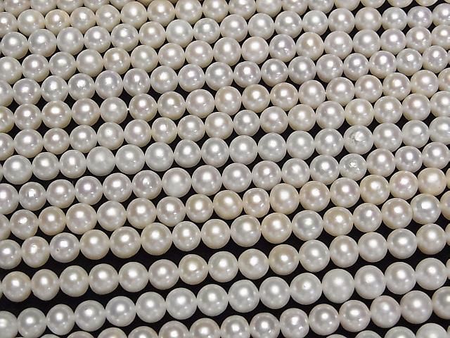 [Video] Fresh Water Pearl AA++ Semi Round 5.5-6mm White 1strand beads (aprx.15inch/38cm)