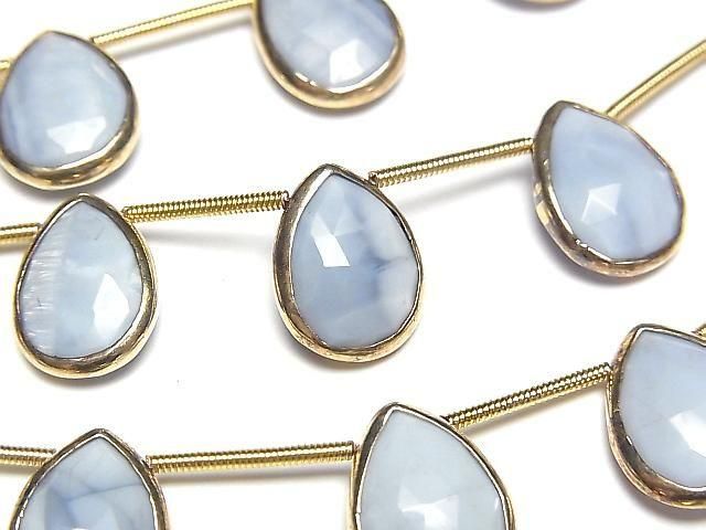 [Video] Blue Opal Bezel Setting Pear shape Faceted Briolette half or 1strand beads (aprx.5inch/13cm)