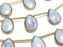 [Video] Blue Opal Bezel Setting Pear shape Faceted Briolette half or 1strand beads (aprx.5inch/13cm)