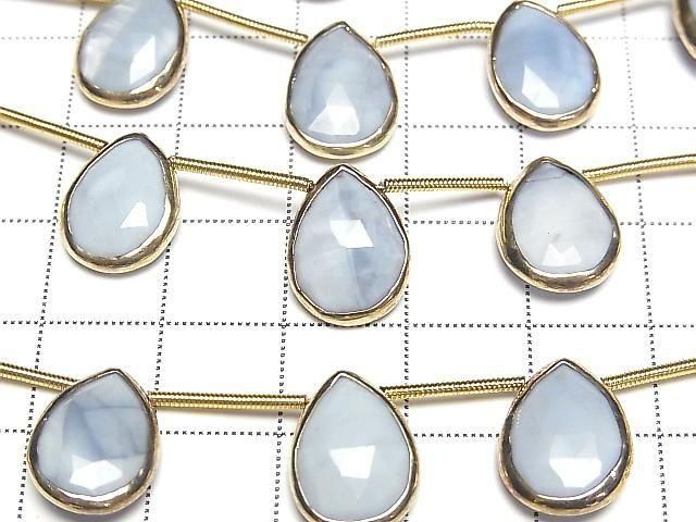 [Video] Blue Opal Bezel Setting Pear shape Faceted Briolette half or 1strand beads (aprx.5inch/13cm)