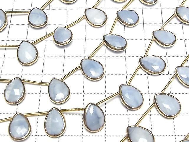 [Video] Blue Opal Bezel Setting Pear shape Faceted Briolette half or 1strand beads (aprx.5inch/13cm)